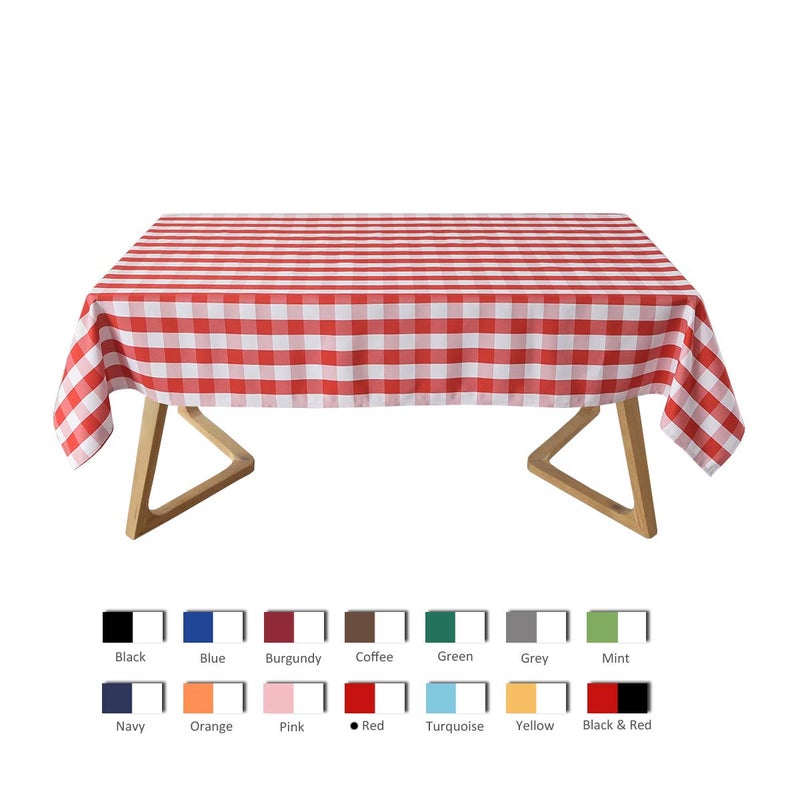 maxmill Checkered Rectangular Tablecloth Water Resistance Antiwrinkle Spillproof Heavy Weight Soft Gingham Plaid Table Cloth for Buffet Banquet Parties Holiday Dinner, 60 x 104 Inch Red and White - Image 3